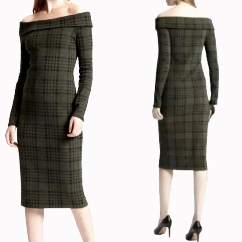 Elegant Plaid Off-Shoulder Dress